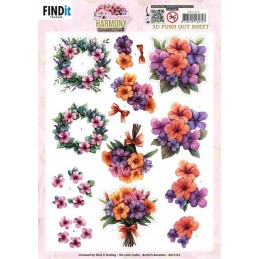 Carte 3D prédéc. - SB11112 - Harmonie florale - Bouquets de fleurs