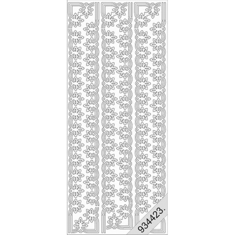 Stickers - 1135 - bordure fleur - argent