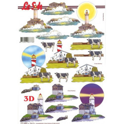 Carte 3D à découper -  phares et vaches