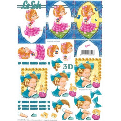 Carte 3D à découper -  jeune fille et chaton