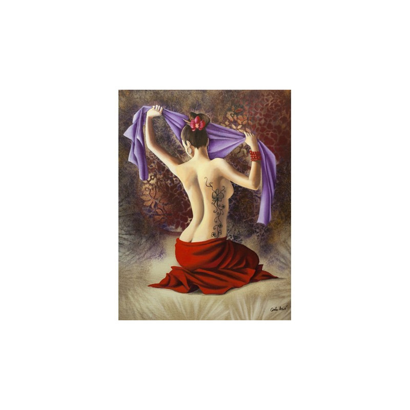 Image pour tableaux 3D GK3040034 - 30X40 - FEMME DRAPE VIOLET