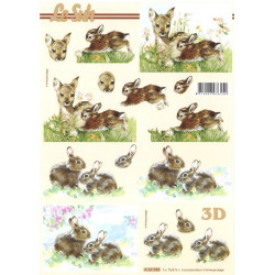 Carte 3D à découper - faon et lapins - 4169988