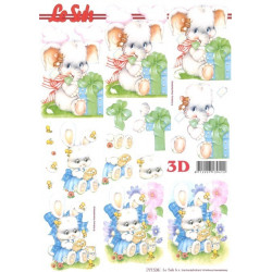 Carte 3D à découper -  lapins et éléphants - 777536