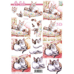 Carte 3D à découper -  chats siamois - 777419