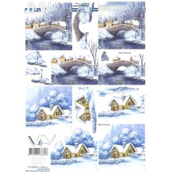 Carte 3D à découper -  village noël