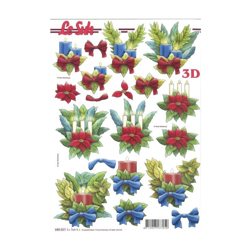 Carterie 3D Prédécoupée - Bougies Noël Carterie 3D Prédécoupée - Bougies Noël