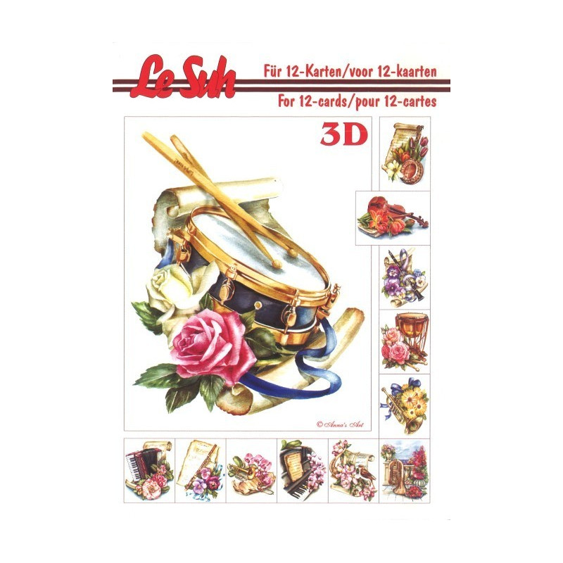 Carte 3D livret A5 à découper - 12 cartes - musique