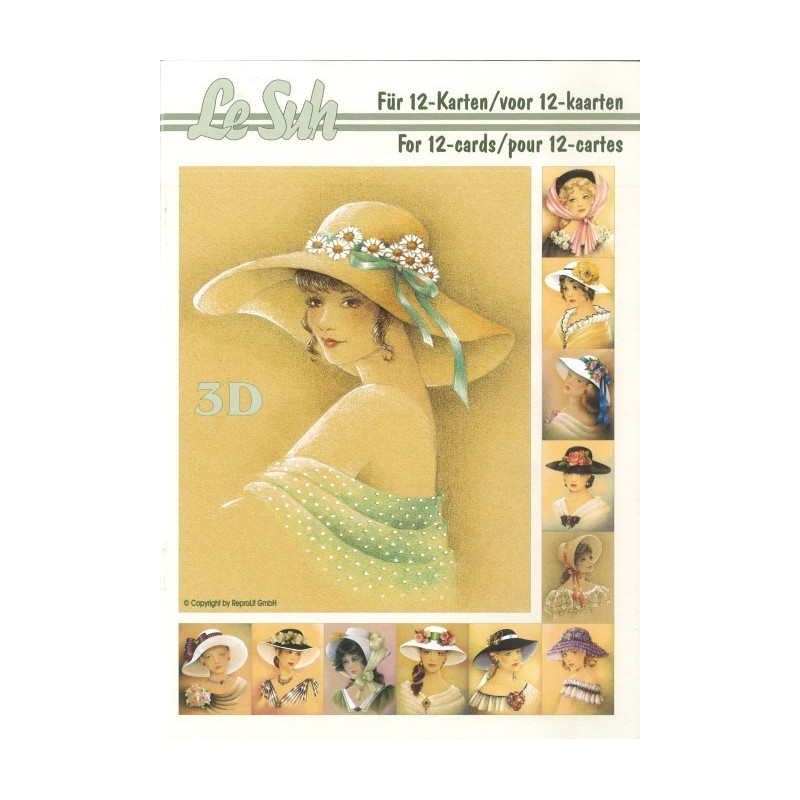 Carterie 3D LIVRE A5 - 12 cartes - Femmes chapeau