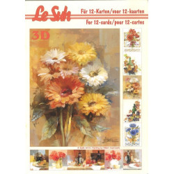 Carte 3D livret A5 à découper - 12 cartes - bouquets fleur - 345640