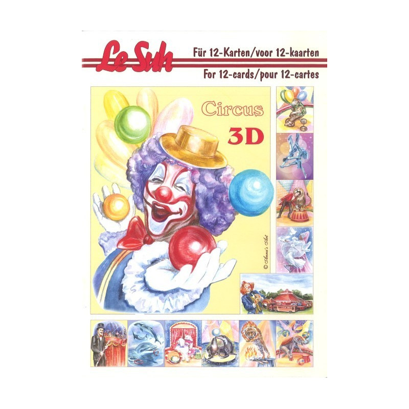 Carte 3D livret A5 à découper - 12 cartes - le cirque - 345637