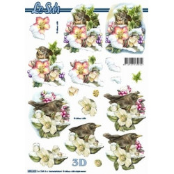 Carte 3D prédéc. - oiseaux et fleurs - 680063
