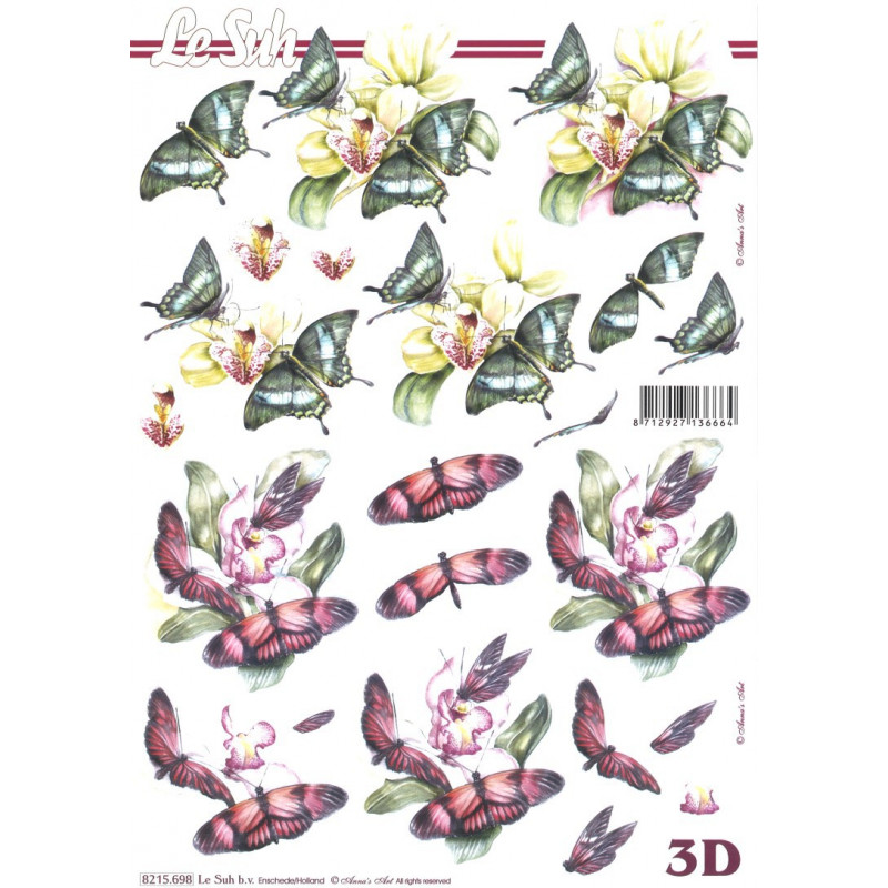Carte 3D à découper - fleur papillon - 8215698