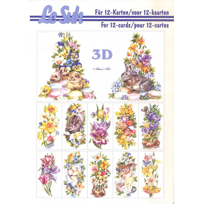 3D LIVRE A5 - 12 cartes - Bouquet fleurs